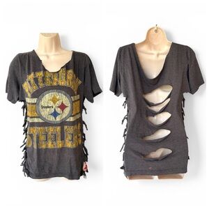 Pittsburgh Steelers team apparel t-shirt re-worked up-cycled cut out design S